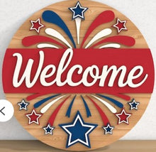 Load image into Gallery viewer, Patriotic Fireworks Welcome Door Hanger-DIY Paint Kit S0705
