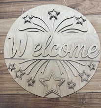 Load image into Gallery viewer, Patriotic Fireworks Welcome Door Hanger-DIY Paint Kit S0705
